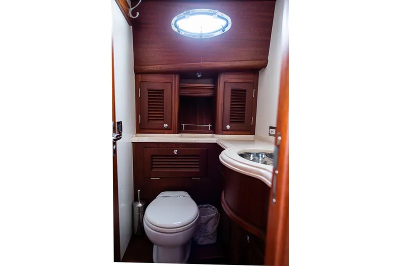Slide: The Image of Luxurious wooden bathroom interior of 2008 Vicem 52 Classic yacht. - 15