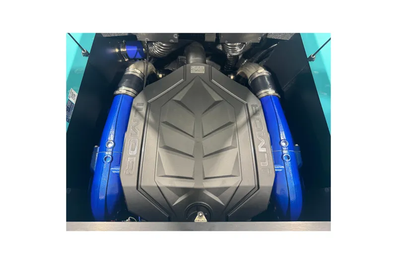 Slide: The Image of 2026 MasterCraft NXT22 engine with blue accents and IMOR branding. - 17