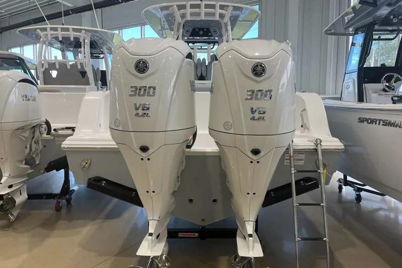 Slide: The Image of 2026 Sportsman Open 282 Center Console with twin Yamaha 300 V6 engines. - 7