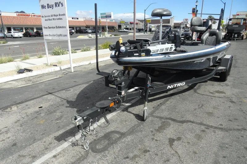 Slide: The Image of 2021 Nitro Z19 Pro boat on trailer in parking lot. - 18