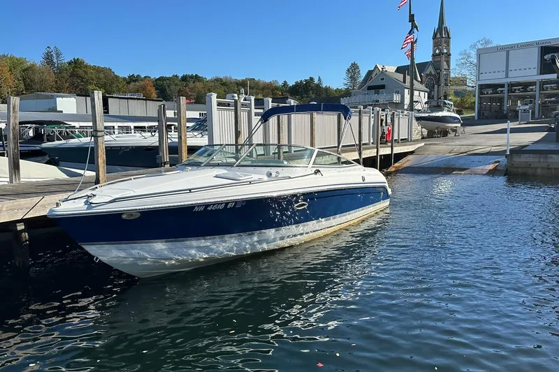The Image of 2003 Formula 260 Sun Sport boat docked at marina with church in background. - 0