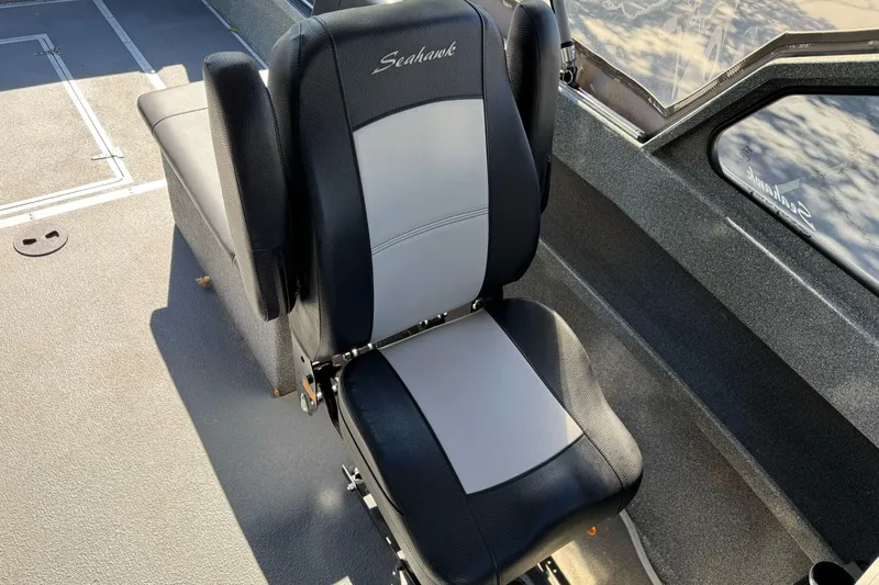 Slide: The Image of 2023 North River 21 X 84 Seahawk boat seat, black and gray upholstery. - 17