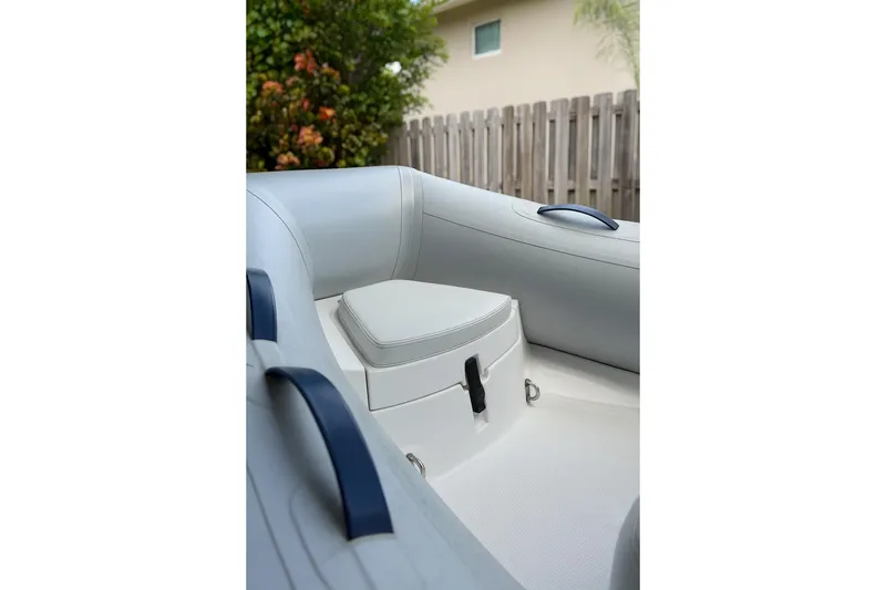 Slide: The Image of 2018 AB Inflatables Mares 10 VSX boat interior with seating and handles. - 7