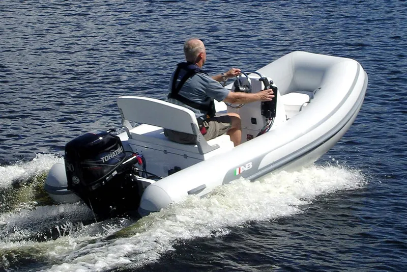Slide: The Image of Manufacturer Provided Image: 2018 AB Inflatables Mares 10 VSX boat on water with Tohatsu outboard motor. - 9