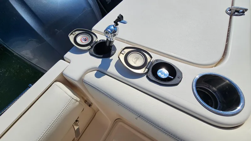 Slide: The Image of Grady-White Express 330 boat fuel and water fill ports, 2016 model. - 19