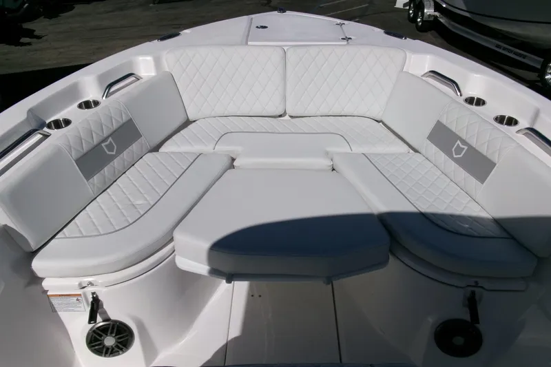 Slide: The Image of Luxurious seating area on 2026 Sea Fox 268 Commander boat with quilted upholstery. - 6