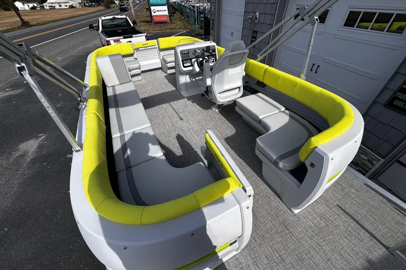 Slide: The Image of 2025 Avalon 2185 Aura Quad Lounge Twin Toon with modern seating and sleek design. - 11