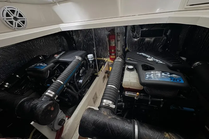 Slide: The Image of Engine room of 2003 Cruisers Yachts 4370 Express with MerCruiser 8.1S engines. - 25