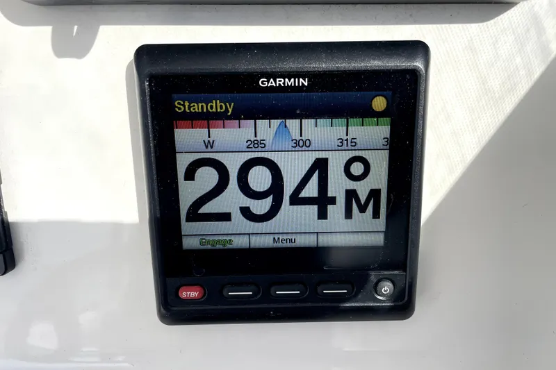 Slide: The Image of Garmin marine display showing 294 degrees on a 2024 NorthCoast 235 boat. - 28