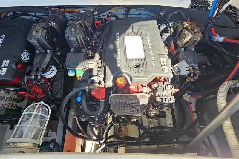 Slide: The Image of Engine compartment of a 2006 Chris-Craft Corsair 36 with Volvo Penta components. - 28