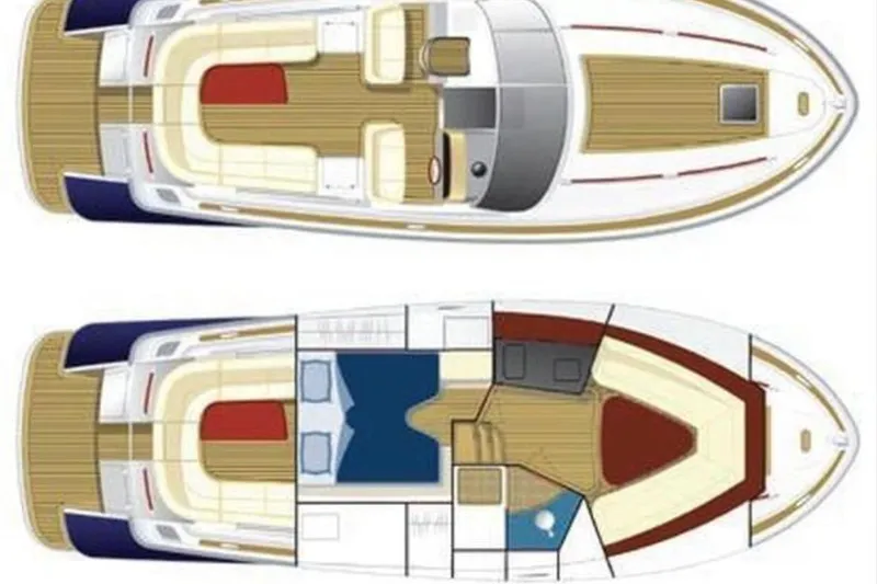 Slide: The Image of 2006 Chris-Craft Corsair 36 boat layout, showcasing interior and deck design. - 32