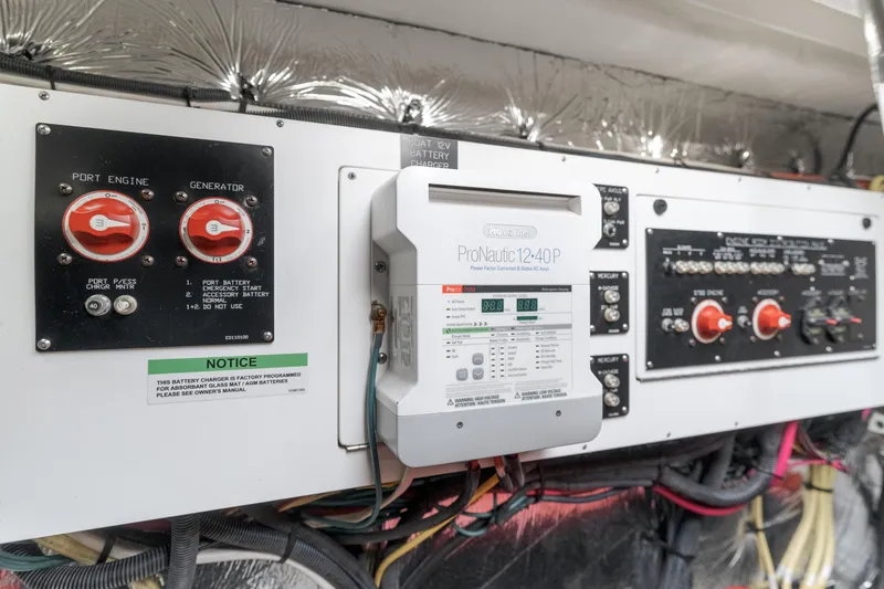 Slide: The Image of Electrical panel of 2017 Cruisers Yachts 39 Express Coupe with ProNautic charger. - 47