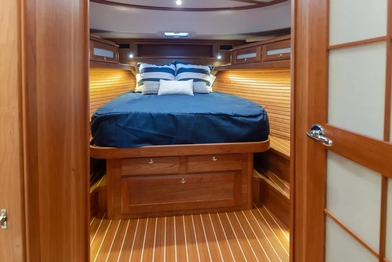 Slide: The Image of Luxurious cabin interior of 2020 Sabre 45 Salon Express yacht with wooden finish. - 30