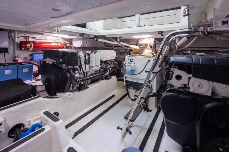 Slide: The Image of Engine room of 2020 Sabre 45 Salon Express yacht, featuring modern equipment and organized layout. - 44