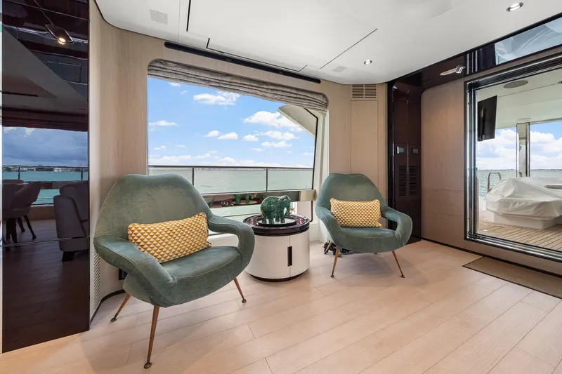 Slide: The Image of Luxurious interior of 2022 Azimut Grande 27 METRI yacht with ocean view. - 104