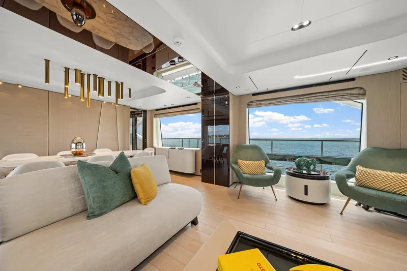 Slide: The Image of Luxurious interior of 2022 Azimut Grande 27 METRI yacht with ocean view. - 106
