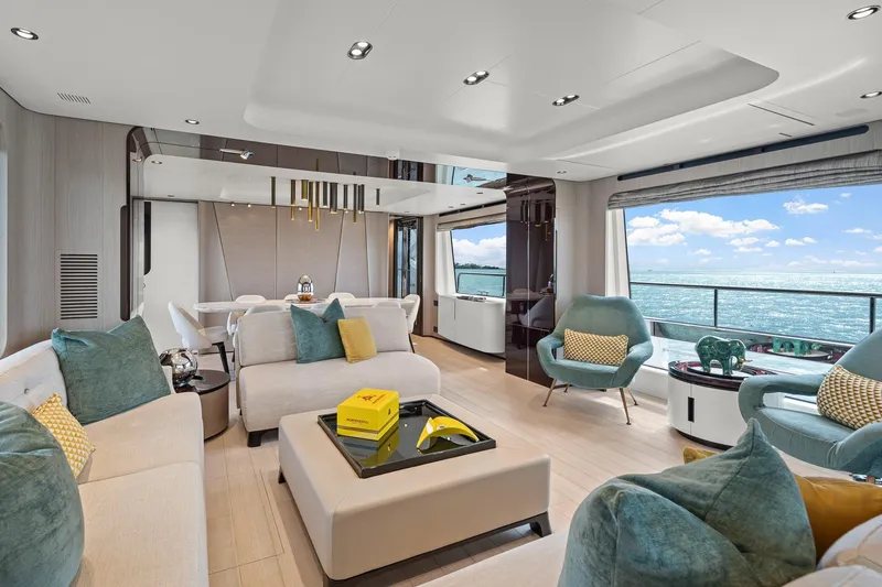Slide: The Image of Luxurious interior of 2022 Azimut Grande 27 METRI yacht with ocean view. - 108