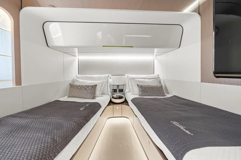 Slide: The Image of Luxurious twin cabin interior of 2022 Azimut Grande 27 METRI yacht. - 117