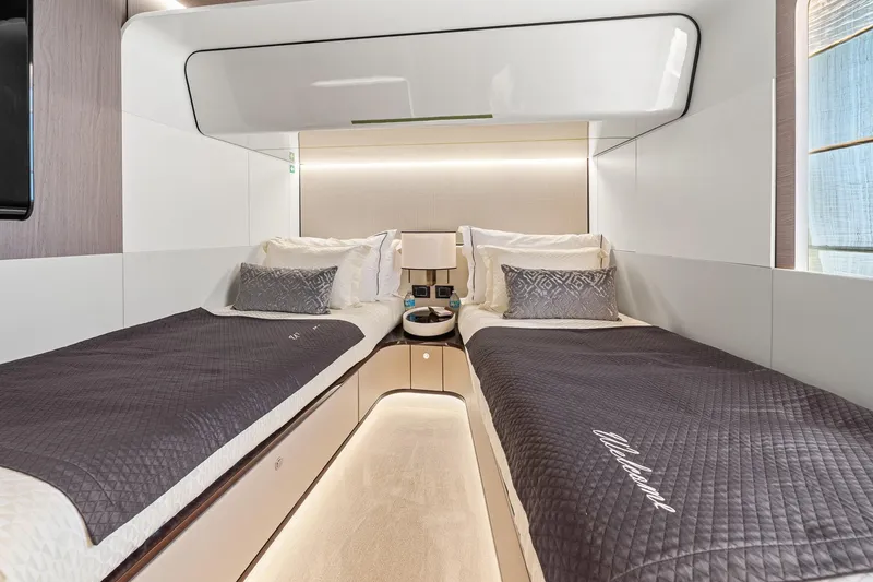 Slide: The Image of Luxurious twin cabin interior on 2022 Azimut Grande 27 METRI yacht. - 124