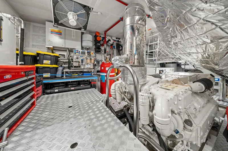 Slide: The Image of Engine room of 2022 Azimut Grande 27 METRI yacht with machinery and equipment. - 145