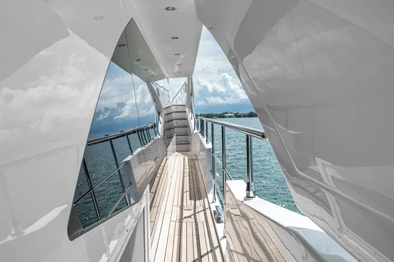 Slide: The Image of Luxurious Azimut Grande 27 METRI yacht deck with sleek design, 2022 model. - 47