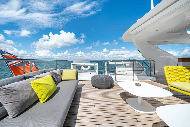 Slide: The Image of Luxurious deck of 2022 Azimut Grande 27 METRI yacht with modern seating and ocean view. - 65
