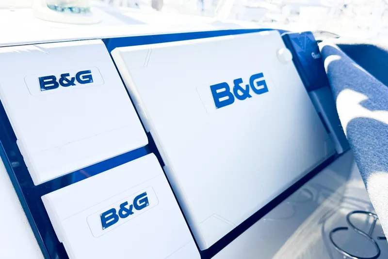 Slide: The Image of B&G navigation equipment on a 2018 Lagoon 40 catamaran. - 12