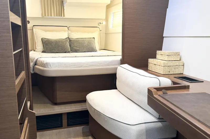 Slide: The Image of Luxurious interior of 2018 Lagoon 40 yacht with cozy bed and elegant decor. - 34