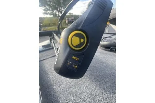 Slide: The Image of 2024 Tracker Bass Tracker Classic XL boat control panel with digital display. - 3