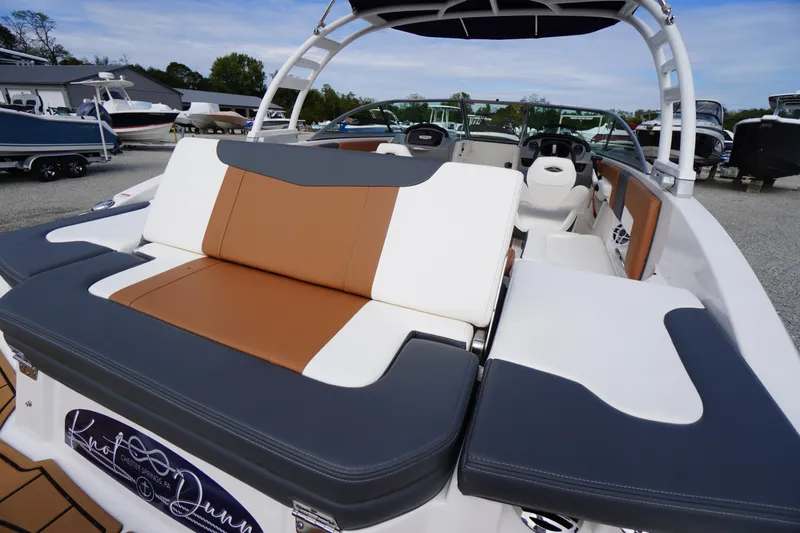 Slide: The Image of 2023 Chaparral 23 SSi OB boat interior with stylish seating and modern design. - 44
