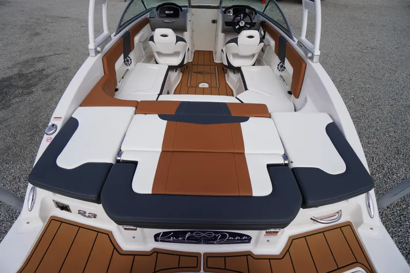 Slide: The Image of 2023 Chaparral 23 SSi OB boat interior with stylish seating and modern design. - 47