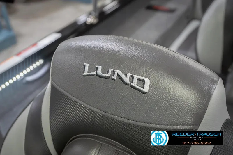 Slide: The Image of Gray seat with "Lund" logo in 2026 Lund 1875 Impact XS boat. - 41