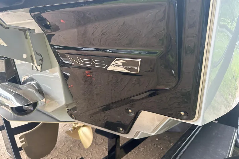 Slide: The Image of 2025 Nautique Super Air Nautique G23 rear detail with waveplate and NSS system. - 23