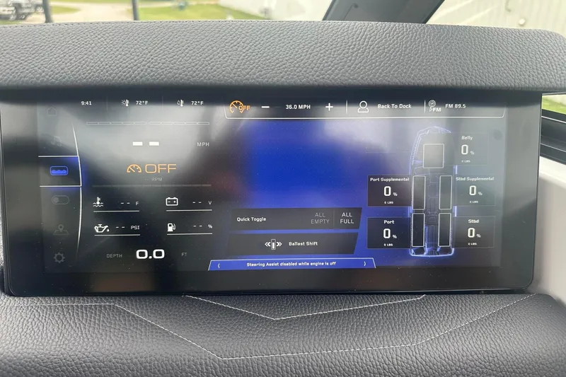 Slide: The Image of Touchscreen display of 2025 Nautique Super Air Nautique G23 boat showing control settings. - 34