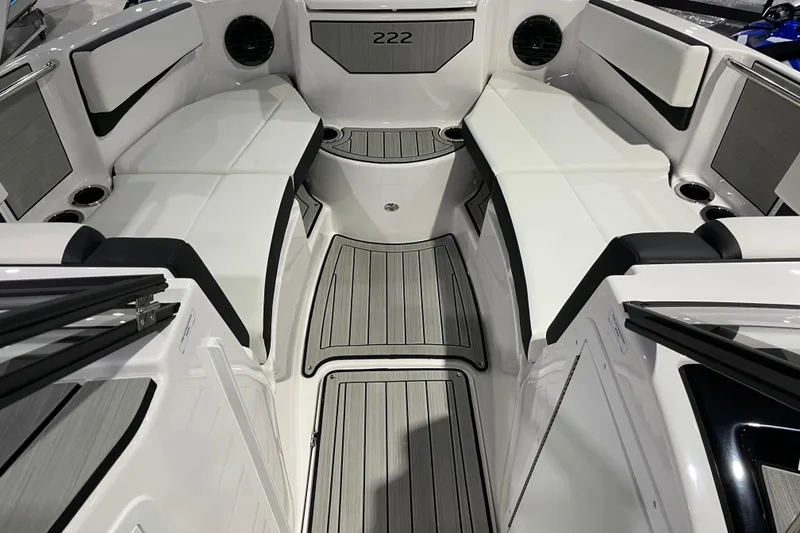 Slide: The Image of 2025 Yamaha Boats 222SD interior with sleek seating and modern design. - 4