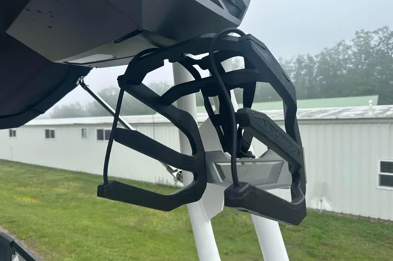 Slide: The Image of 2025 Nautique Super Air Nautique GS22 wakeboard rack on a foggy day. - 19