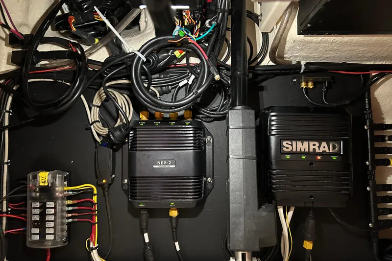 Slide: The Image of Electrical system of a 2019 Grady-White Canyon 336 boat with Simrad and NEP-2 components. - 13