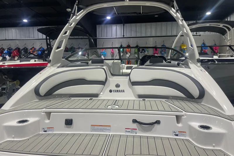 Slide: The Image of 2025 Yamaha Boats 195S interior with sleek seating and modern design. - 3