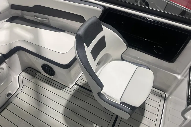 Slide: The Image of 2025 Yamaha Boats 195S interior with sleek seating and modern design. - 9