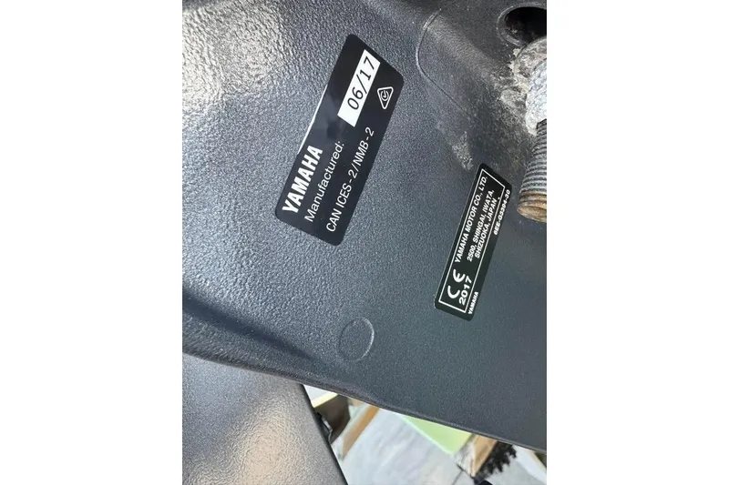 Slide: The Image of Yamaha motor label on 2008 Shallow Sport 18SS boat, manufactured in 2017. - 15