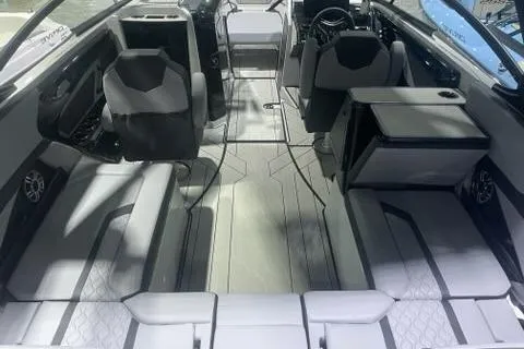 Slide: The Image of 2025 Yamaha Boats 255XD interior with modern seating and sleek design. - 8