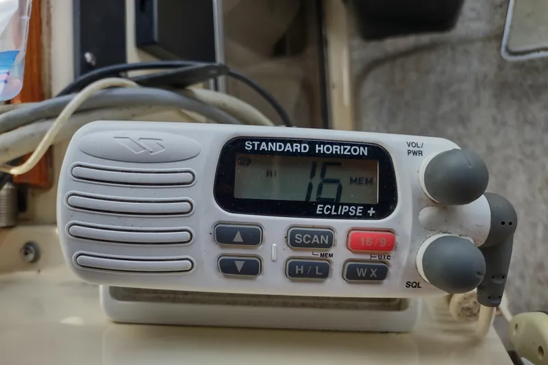 Slide: The Image of Standard Horizon Eclipse+ marine radio on 1987 Chris-Craft 381 Catalina boat. - 35