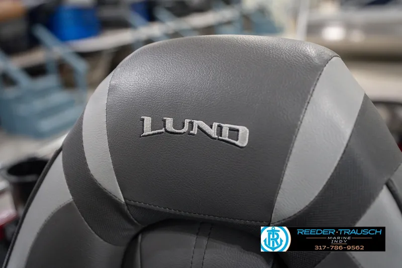 Slide: The Image of Close-up of 2023 Lund 1650 Angler SS boat seat with logo embroidery. - 36