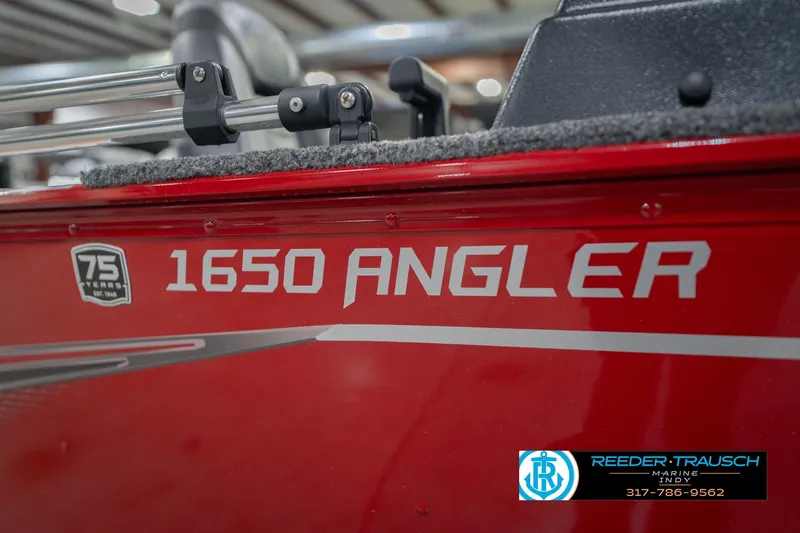 Slide: The Image of 2023 Lund 1650 Angler SS boat, red exterior, 75th anniversary edition. - 55