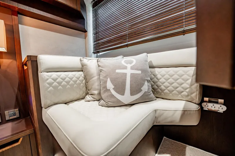 Slide: The Image of Luxurious interior of 2017 Galeon 510 Sky yacht with anchor-themed cushion. - 42