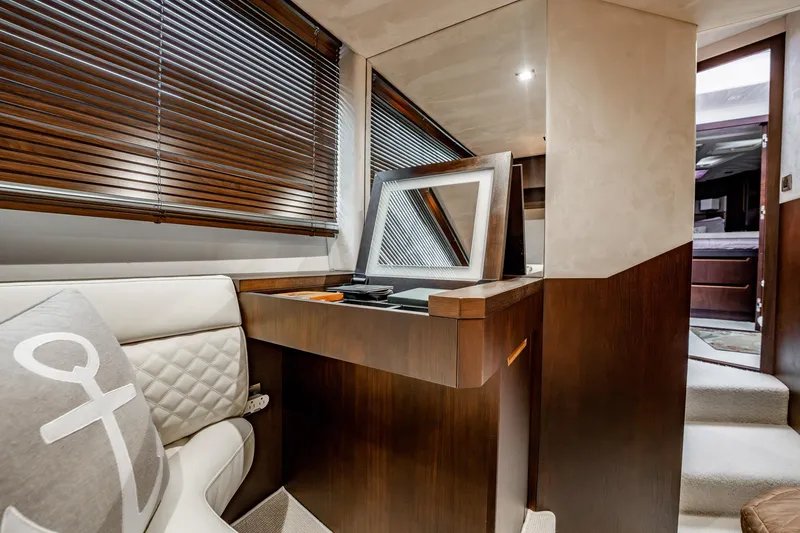 Slide: The Image of Luxurious interior of 2017 Galeon 510 Sky yacht with elegant wood finishes and seating. - 43