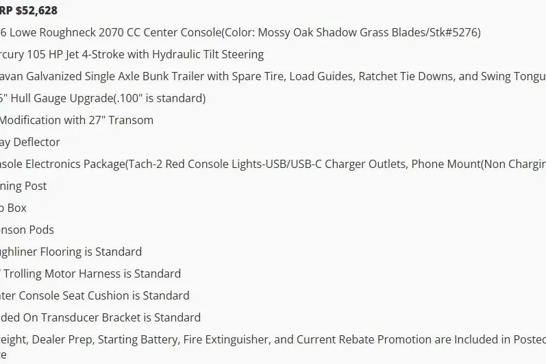 Slide: The Image of 2026 Lowe Roughneck 2070CC boat on trailer outside Water Werks Boat Sales. - 1