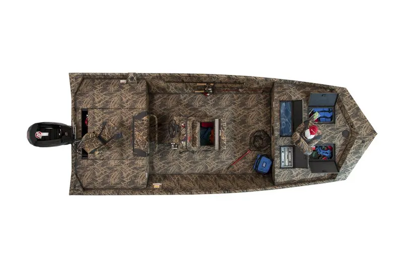 Slide: The Image of 2026 Lowe Roughneck 2070CC boat on trailer outside dealership. - 4