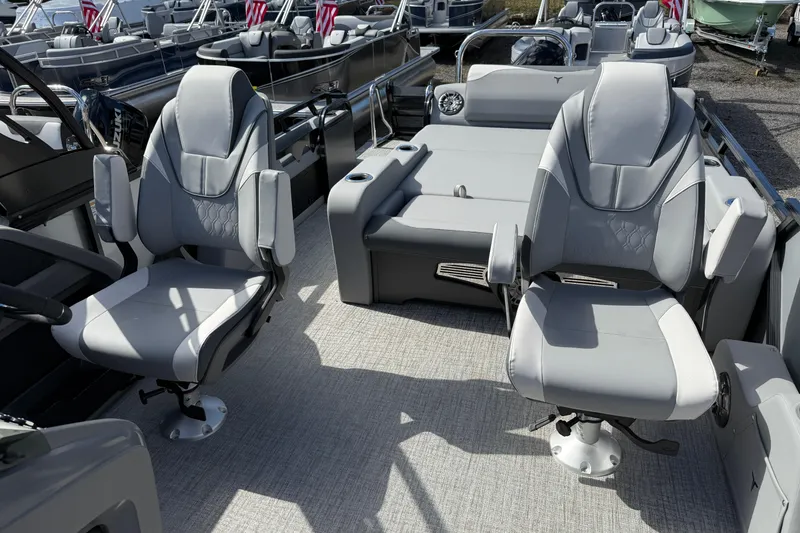 Slide: The Image of 2026 Tahoe Pontoon LTZ Versatile Rear Lounger with luxurious seating and modern design. - 12