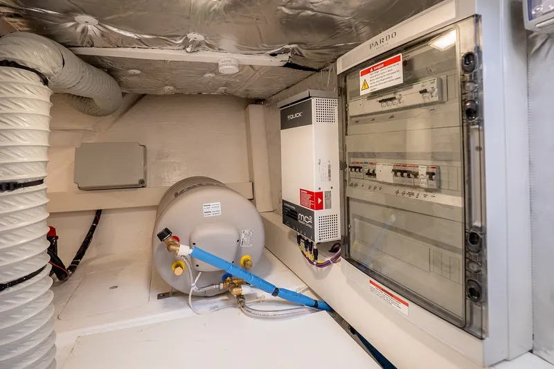 Slide: The Image of Electrical panel and equipment in 2027 Pardo Yachts P43R engine room. - 61